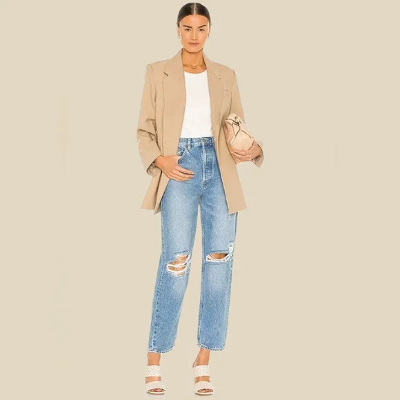 Boyish High Rise The Toby Relaxed Taper Lyocell Distressed Jeans Size 26 , 14" - Picture 7 of 16